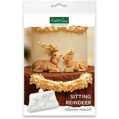 Katy Sue Silicone Mould -SITTING  REINDEER -Καλούπι Σιλικόνης Καθιστοί Τάρανδοι