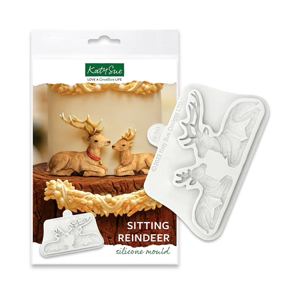 Katy Sue Silicone Mould -SITTING  REINDEER -Καλούπι Σιλικόνης Καθιστοί Τάρανδοι
