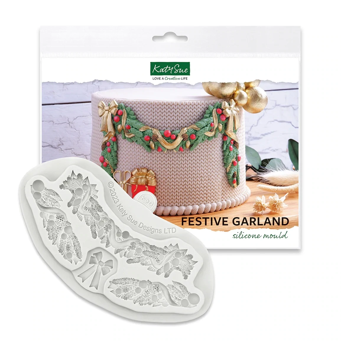 Katy Sue Silicone Mould -FESTIVE GARLAND- Καλούπι Σιλικόνης Γιορτινή Γιρλάντα