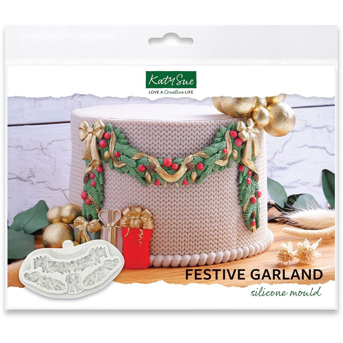 Katy Sue Silicone Mould -FESTIVE GARLAND- Καλούπι Σιλικόνης Γιορτινή Γιρλάντα