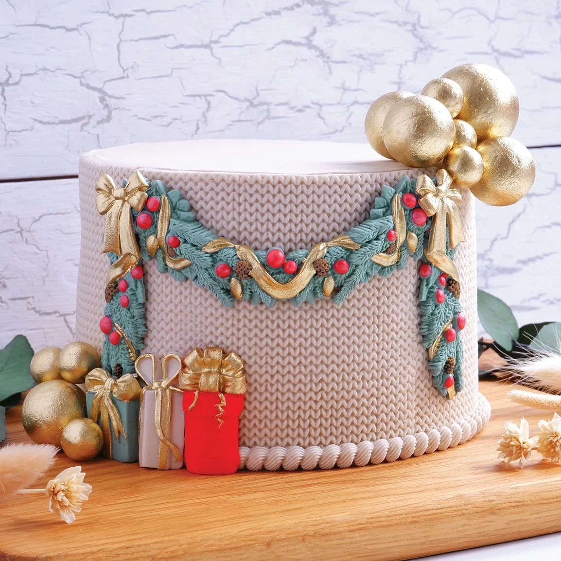 Katy Sue Silicone Mould -FESTIVE GARLAND- Καλούπι Σιλικόνης Γιορτινή Γιρλάντα