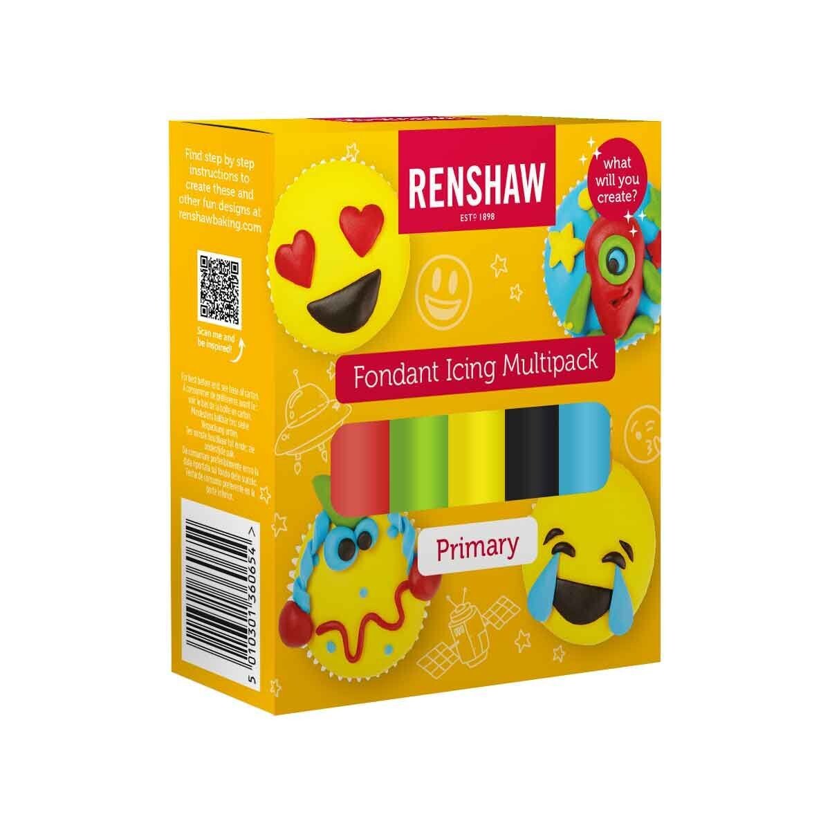 Renshaw Fondant Icing Multipack -Primary Colours-5x100g - Σετ με 5 ζαχαρόπαστες - Κόκκινο, Πράσινο, Κίτρινο, Μαύρο και Γαλάζιο