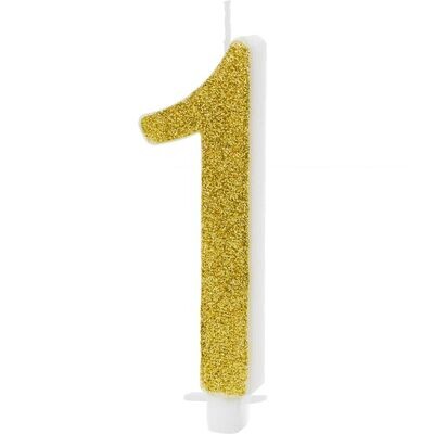 PartyDeco Birthday Candle GOLD Number 1 - Κεράκι Χρυσό Γκλίτερ αριθμός '1' PartyDeco Birthday Candle GOLD Number 1 - Κεράκι Χρυσό Γκλίτερ αριθμός '1'