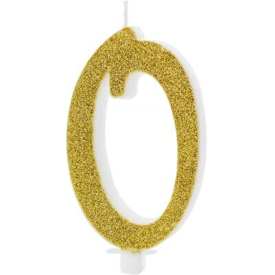 PartyDeco Birthday Candle GOLD Number 0 - Κεράκι Χρυσό Γκλίτερ αριθμός '0' PartyDeco Birthday Candle GOLD Number 0 - Κεράκι Χρυσό Γκλίτερ αριθμός '0'