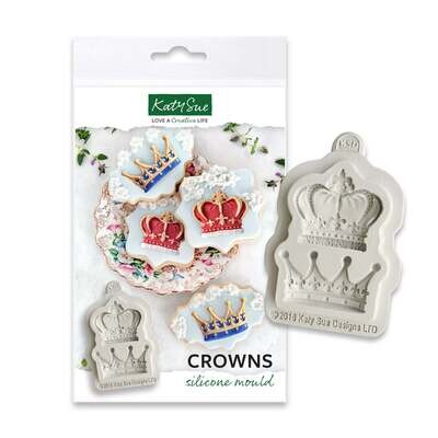 Katy Sue Silicone Mould -CROWNS -2 DESIGNS -Καλούπι Σιλικόνης  Στέμμα / κορώνα με 2 Σχέδια