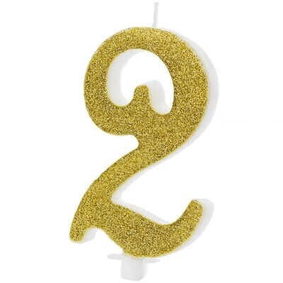 PartyDeco Birthday Candle GOLD Number 2 - Κεράκι Χρυσό Γκλίτερ αριθμός '2' PartyDeco Birthday Candle GOLD Number 2 - Κεράκι Χρυσό Γκλίτερ αριθμός '2'
