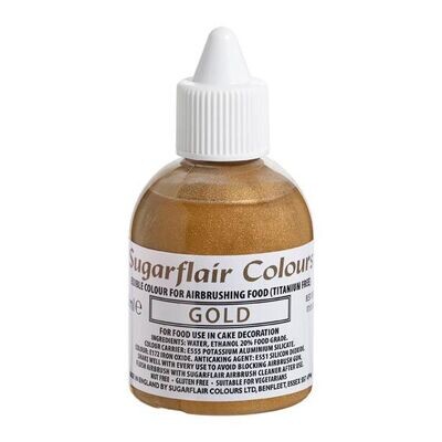 Sugarflair Airbrush Colour -METALLIC GOLD -Χρώμα Αερογράφου Μεταλλικό Χρυσό 60ml