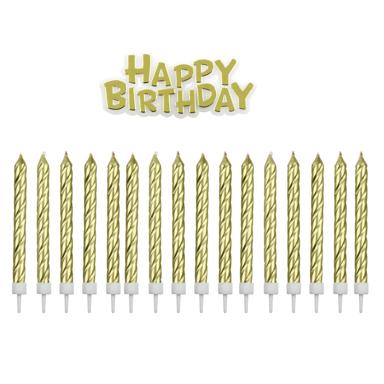 PME Gold Candles &amp; &#39;Happy Birthday&#39; candle 17τμχ - Σετ Κεράκια Χρυσά ίσια και κεράκι &#39;Happy Birthday&#39;