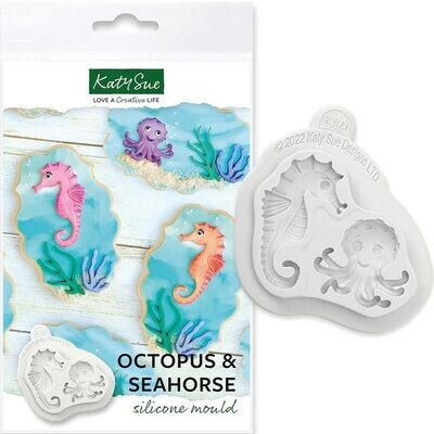 Katy Sue Silicone Mould -OCTOPUS &amp; SEAHORSE - Καλούπι Σιλικόνης Χταπόδι και Ιππόκαμπος