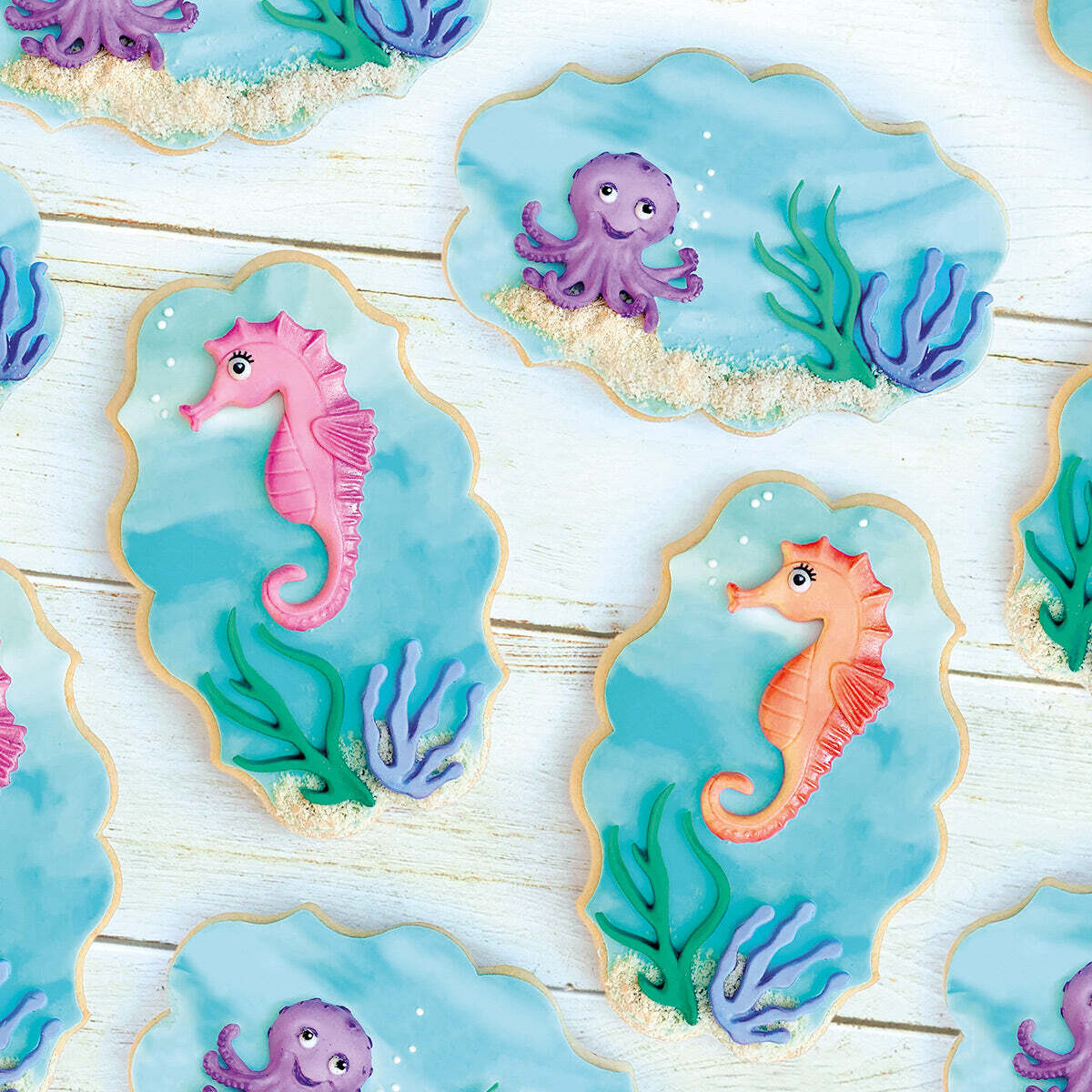 Katy Sue Silicone Mould -OCTOPUS &amp; SEAHORSE - Καλούπι Σιλικόνης Χταπόδι και Ιππόκαμπος