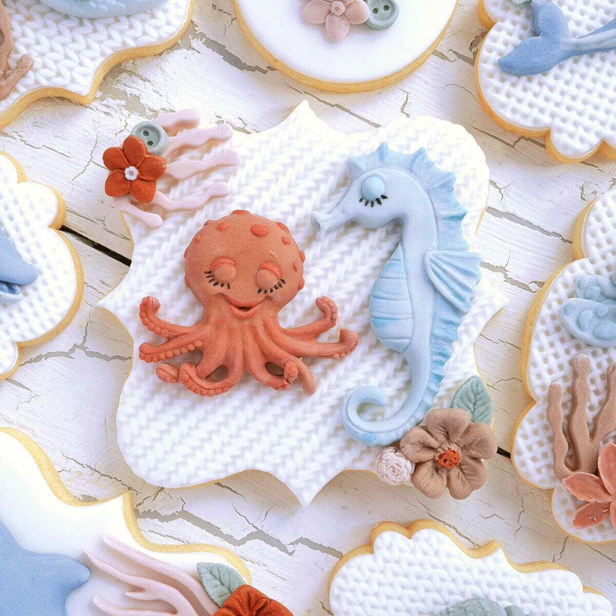 Katy Sue Silicone Mould -OCTOPUS &amp; SEAHORSE - Καλούπι Σιλικόνης Χταπόδι και Ιππόκαμπος