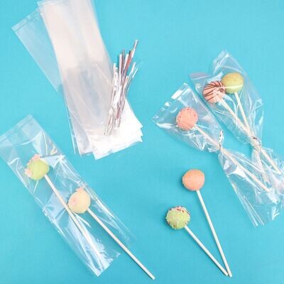 PME Cake Pop Bags Clear 25.4εκ x 7.6εκ Τμχ 25 - Διάφανα Σακουλάκια για γλυκά με συρματάκια