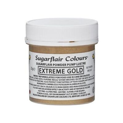 Sugarflair Powder Puff Glitter Dust Pump REFILL -EXTREME GOLD 25g - Ανταλλακτικό Βρώσιμο Γκλίτερ για σπρέι -Χρυσό