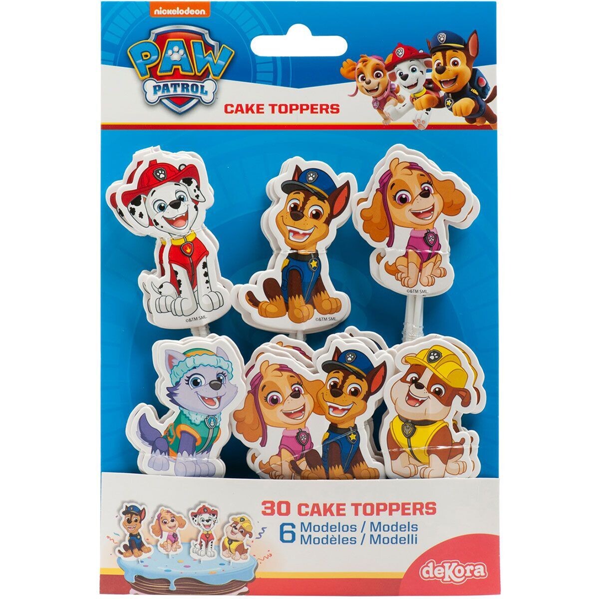 DEKORA Cake Toppers PAW  PATROL 30τμχ - Σετ χάρτινα τόπερ Paw Patrol