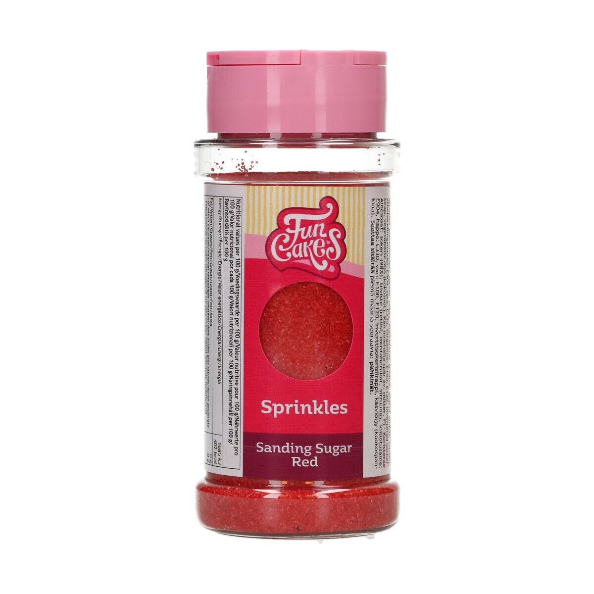 FunCakes Sanding Sugar 80g -RED - Λεπτή χρωματιστή Ζάχαρη - Κόκκινη