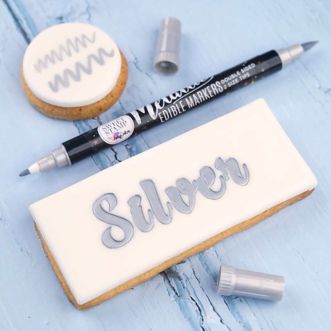 Sweet Stamp Edible Pen -METALLIC SILVER- Βρώσιμος Μαρκαδόρος σε Μεταλλικό Ασημί με 2 άκρες