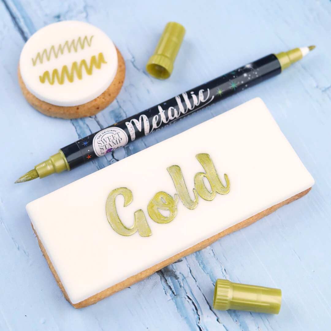 Sweet Stamp Edible Pen -METALLIC GOLD -Βρώσιμος Μαρκαδόρος Μεταλλικό Χρυσό με 2 άκρες