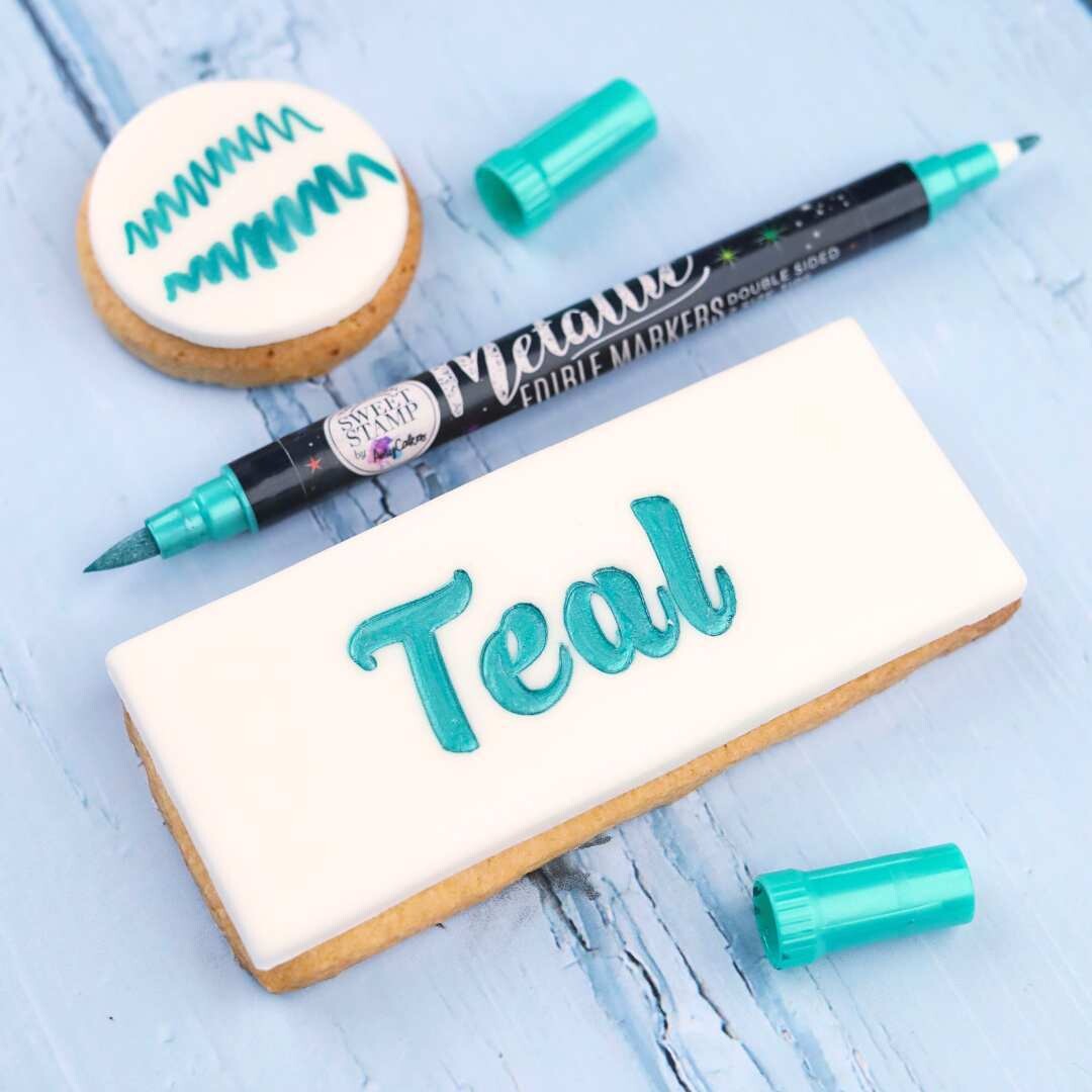 Sweet Stamp Edible Pen -METALLIC TEAL-Βρώσιμος Μαρκαδόρος σε Μεταλλικό Τυρκουάζ με 2 άκρες