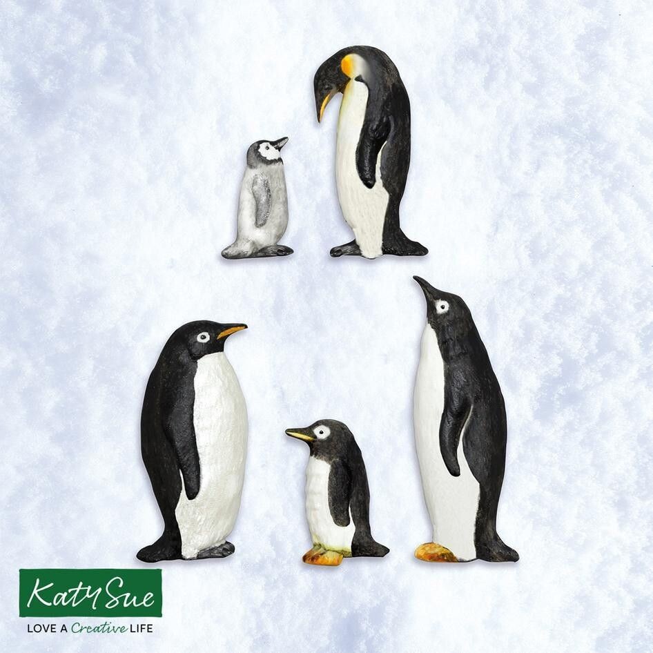 Katy Sue Silicone Mould -PENGUIN FAMILY - Καλούπι Σιλικόνης Οικογένεια Πινγκουίνων
