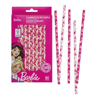 DECORA Eco Paper Straws -BARBIE 80 τμχ - Χάρτινα καλαμάκια/Στικς Μπάρμπι