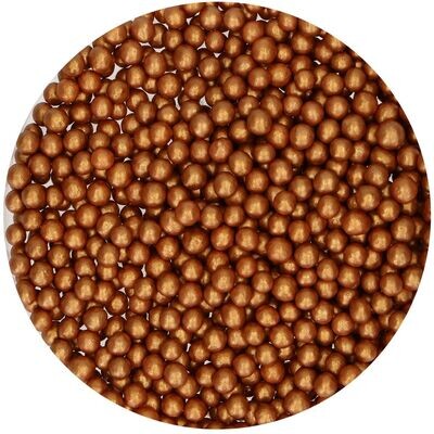 FunCakes Soft Sugar Pearls -BRONZE GOLD -MEDIUM 60g -Μείγμα Ζαχαρωτών Πέρλες Μπρονζέ Μεσαίο μέγεθος