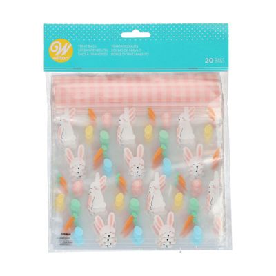 Wilton Easter Treat Bags EASTER BUNNY  &amp;  CARROT 20τεμ - Σακουλάκια για γλυκά με λαγουδάκια, αυγά και καρότα επανασφραγιζόμενα