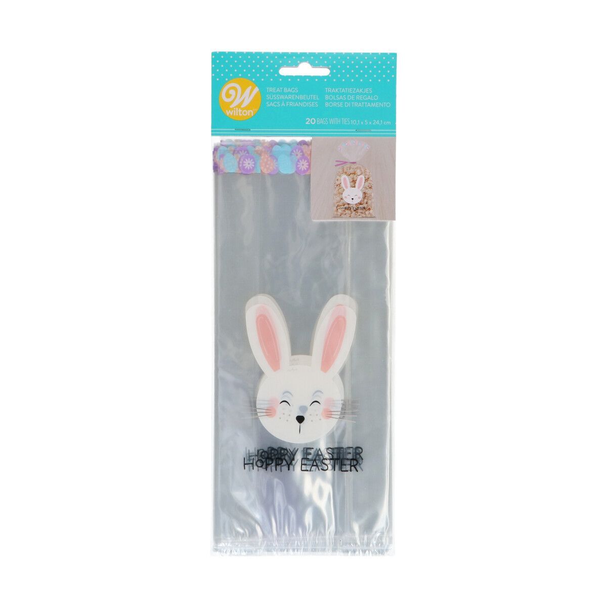 Wilton Easter Treat Bags EASTER HOPPY 20τεμ - Διάφανα Σακουλάκια για γλυκά  με Λαγουδάκι με συρματάκια