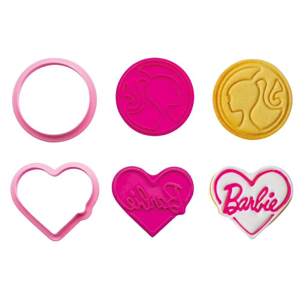 DECORA BARBIE Cutter &amp; Embosser - Σετ 2 τεμ πλαστικά κουπ πατ Μπάρμπι