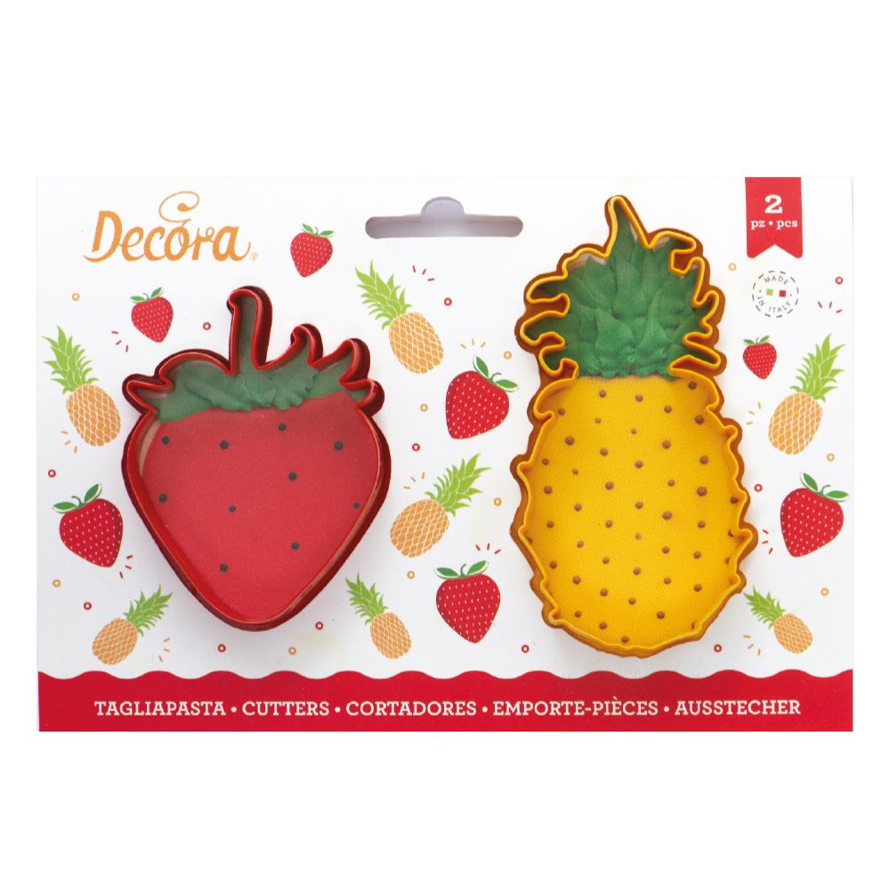 DECORA Cutters -PINEAPPLE &amp; STRAWBERRY -Σετ 2 πλαστικά κουπ πατ Ανανάς και Φράουλα