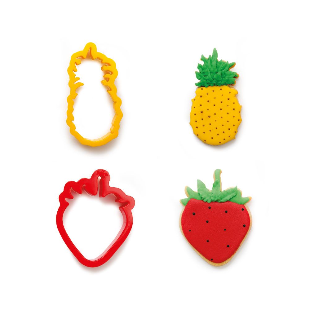 DECORA Cutters -PINEAPPLE &amp; STRAWBERRY -Σετ 2 πλαστικά κουπ πατ Ανανάς και Φράουλα