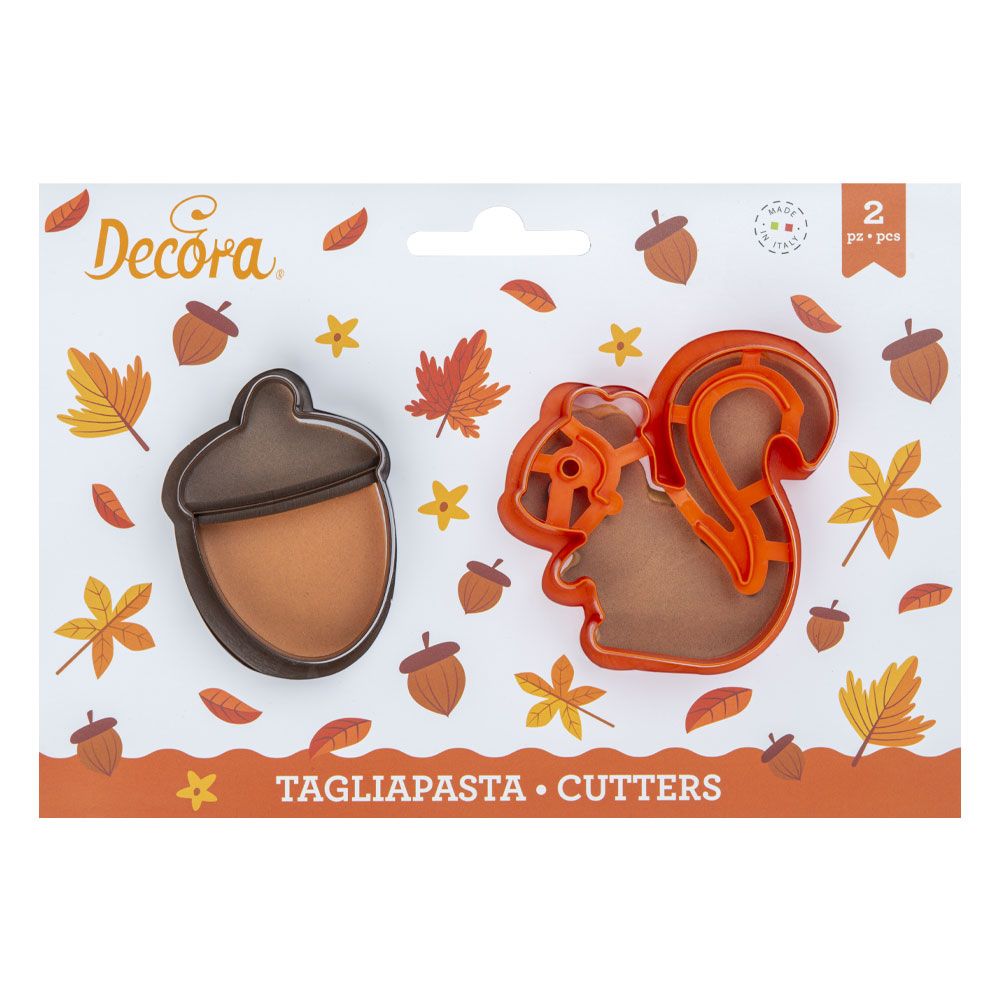DECORA Cutters -FOREST (SQUIRREL &amp; ACORN) -Σετ 2 πλαστικά κουπ πατ Σκίουρος και Βελανίδι
