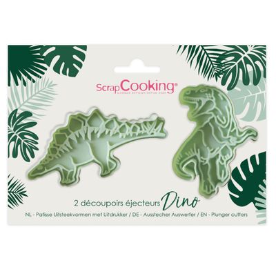 ScrapCooking Set of 2 Plunger Cutters -DINOSAURS - Σετ 2τεμ Πλαστικά Κουπ πατ με εκβολέα Δεινόσαυροι