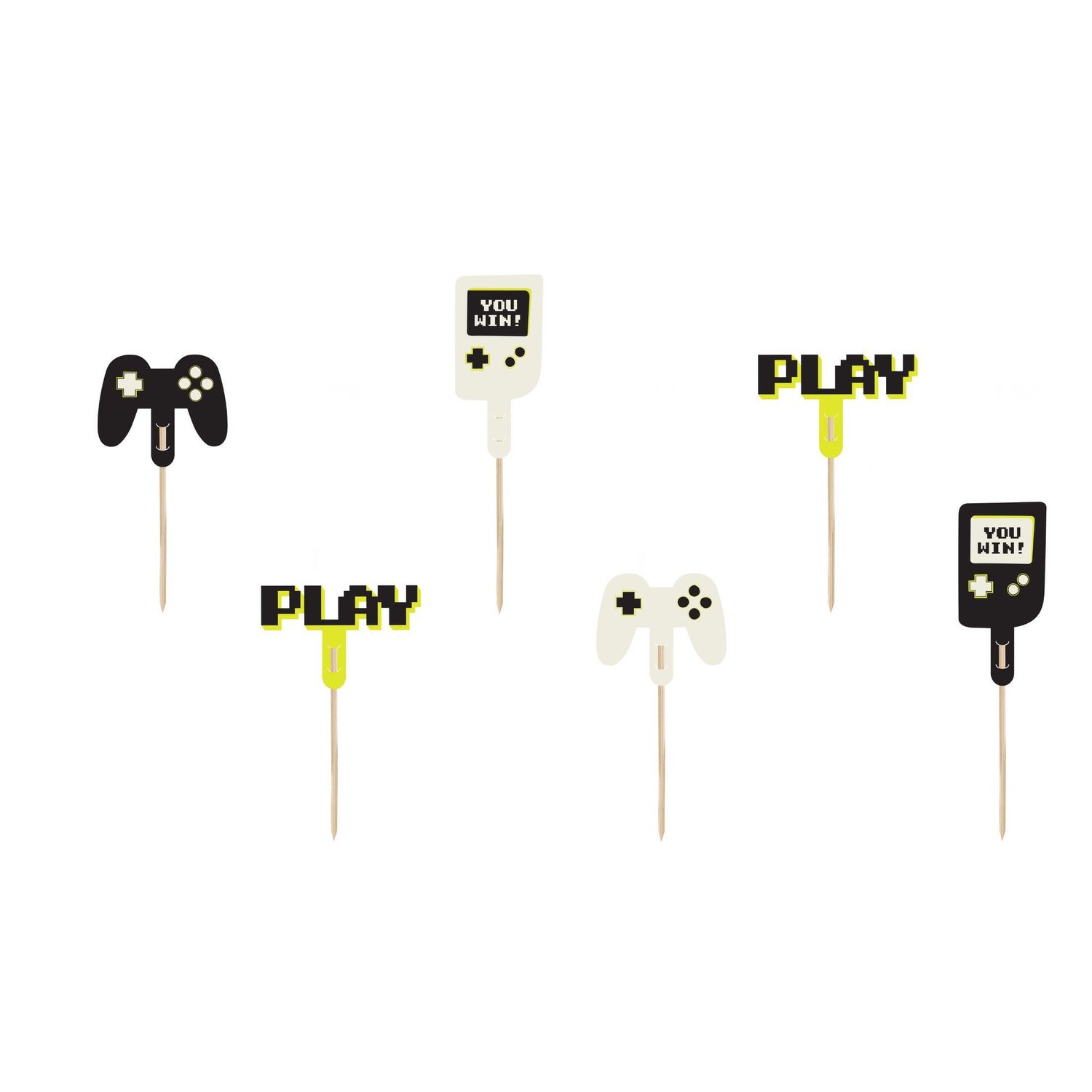 PartyDeco Cupcake Toppers -GAMER - Σετ 6τεμ Τόπερ με θέμα τα ηλεκτρονικά παιχνίδια