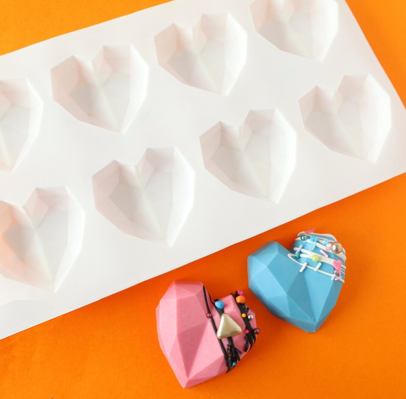 Sweet Stamp Geometric Heart Mould -MINI - Καλούπι Σιλικόνης για 8 μίνι γεωμετρικές Καρδιές