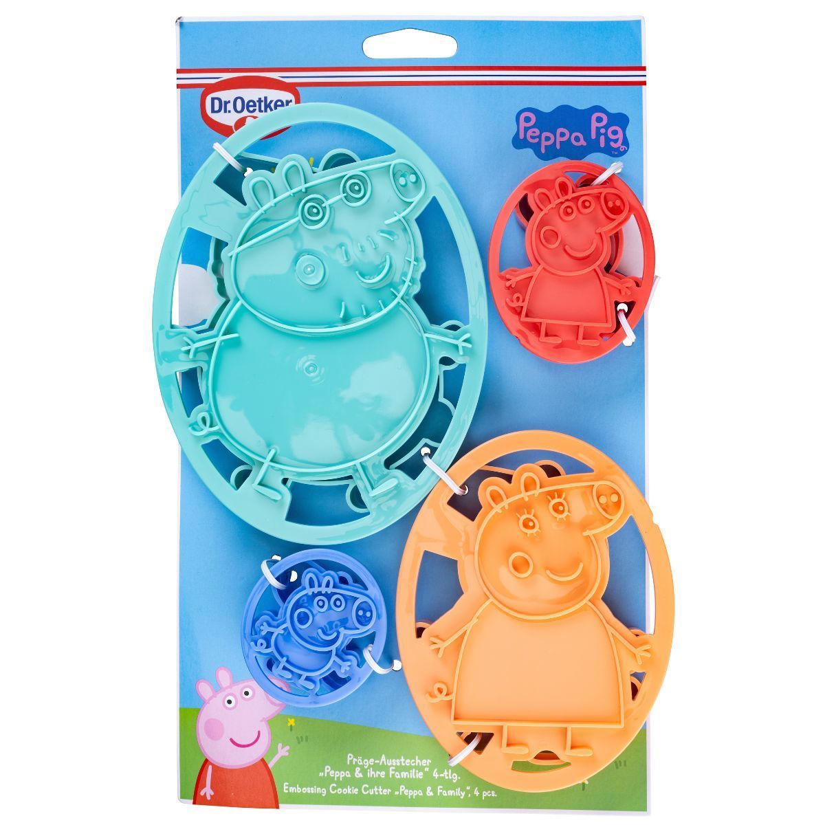 Peppa Pig &amp; Family - Embossing Cookie Cutter 4 τμχ - Κουπ πατ και Σφραγίδες Πέππα το Γουρουνάκι