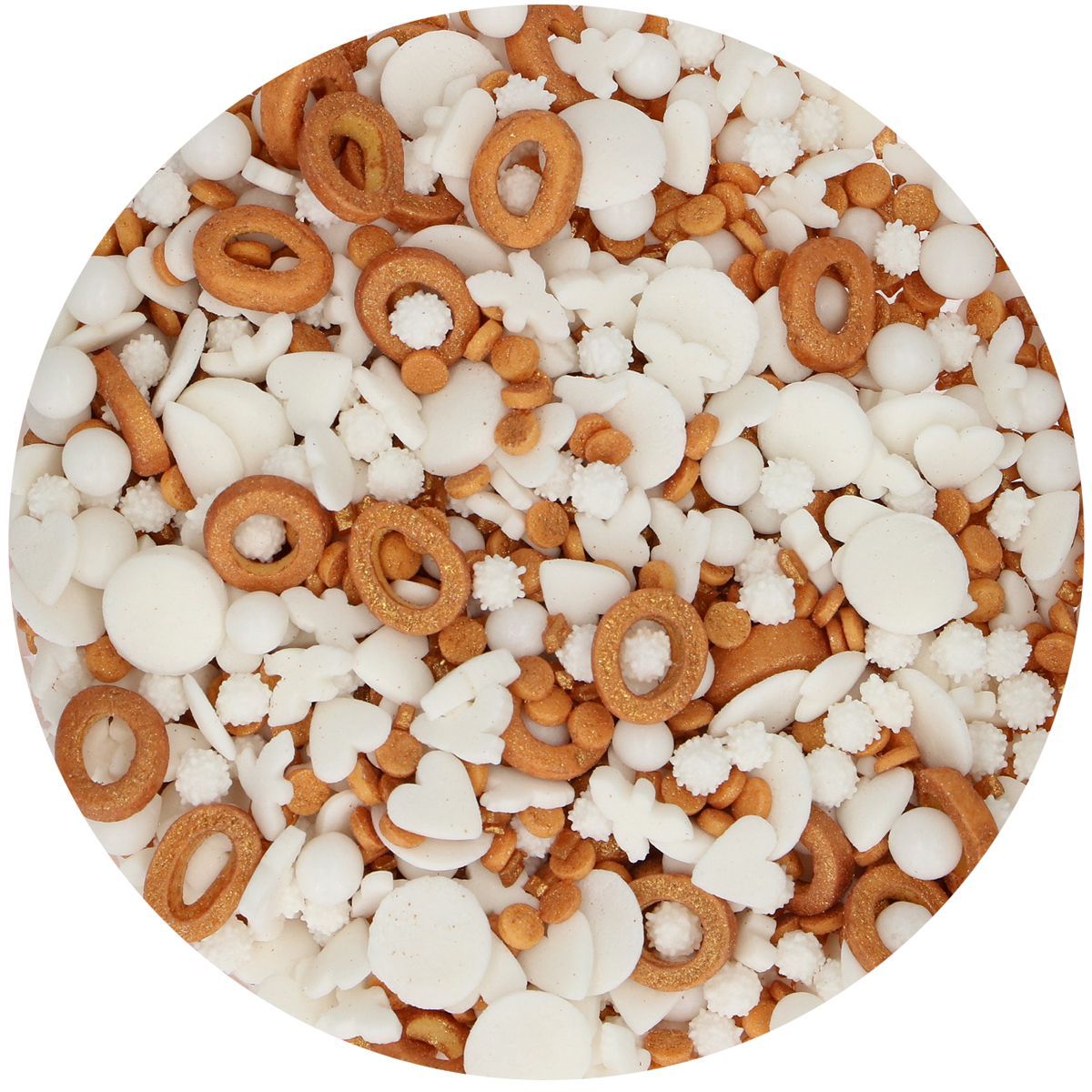 FunCakes Sprinkle Mix 60γρ -BRIDAL MEDLEY - Βρώσιμο Μείγμα Ζαχαρωτών σε χρυσές και λευκές αποχρώσεις