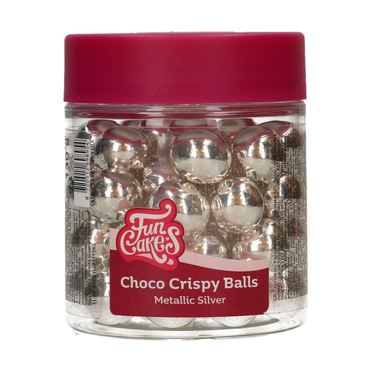 FunCakes Choco Crispy Balls - Metallic Silver 130g - Σοκολατένιες Τραγανές Μεγάλες Πέρλες Μεταλλικό Ασημί