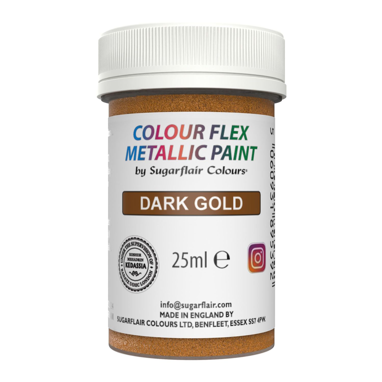 Sugarflair Colour Flex Metallic Paint -DARK GOLD 25g -Μεταλλικό Βρώσιμο Χρώμα Ζωγραφικής -Σκούρο Χρυσό 25ml