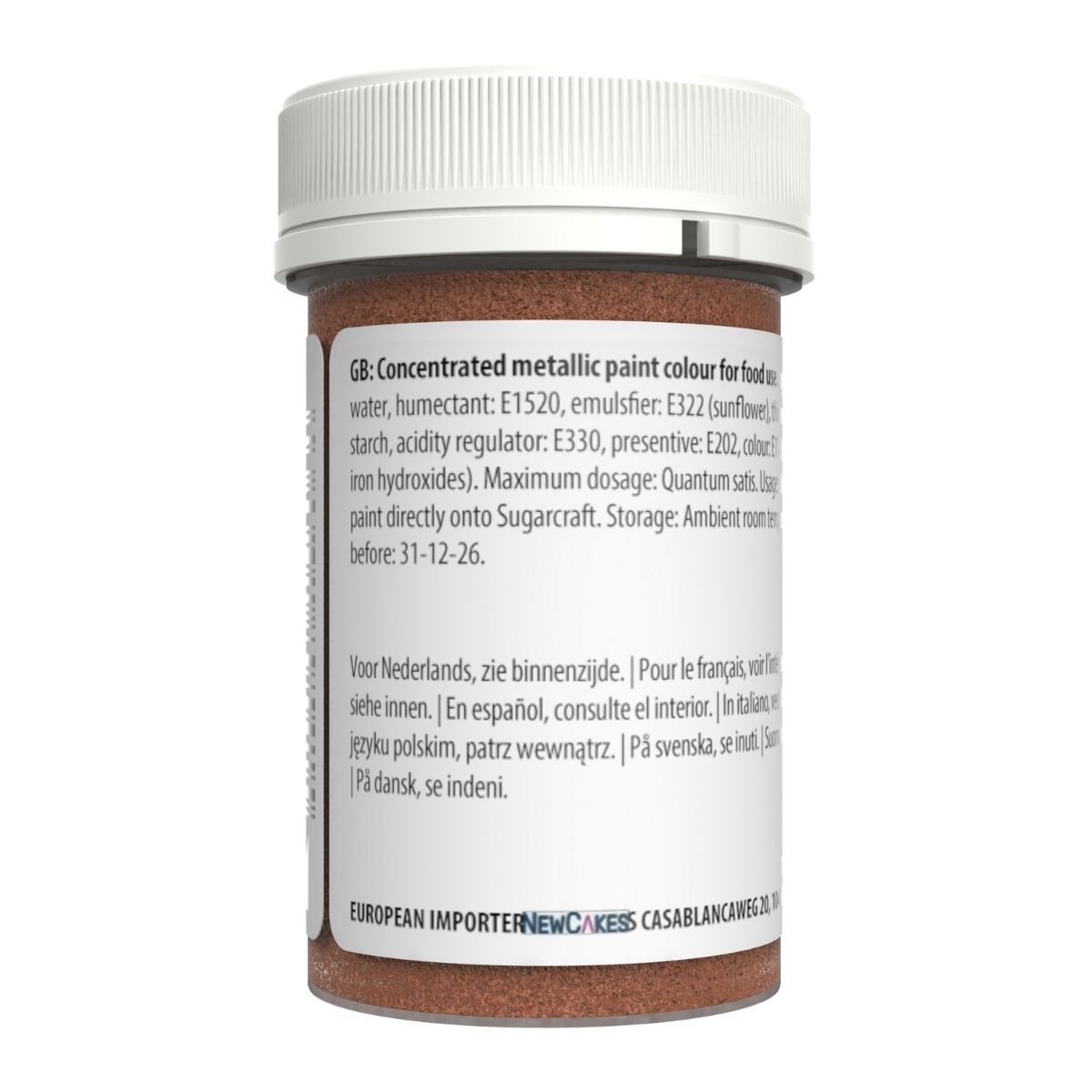 Sugarflair Colour Flex Metallic Paint -RUBY ROSE GOLD 25g -Μεταλλικό Βρώσιμο Χρώμα Ζωγραφικής -Ροζ Χρυσό 25ml