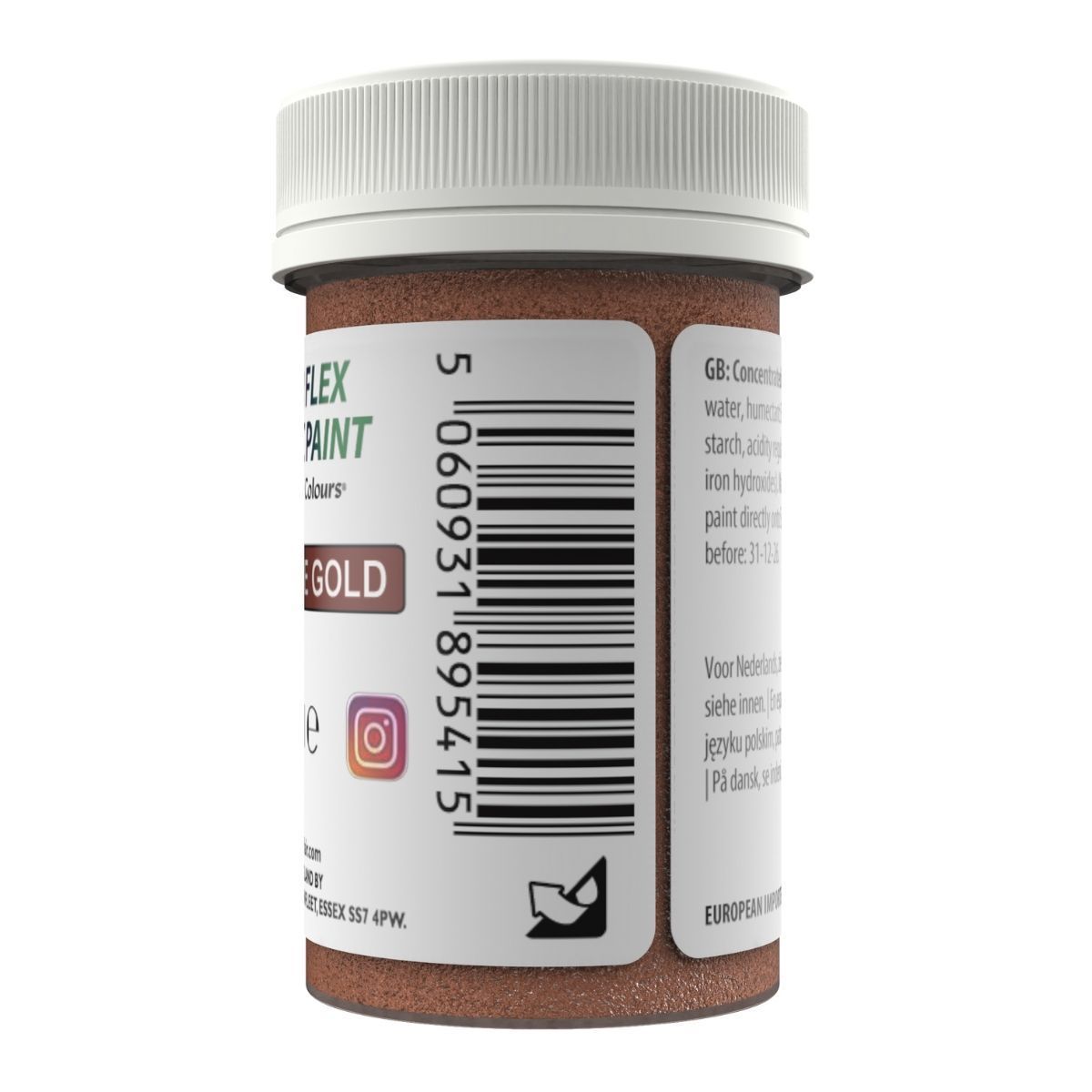 Sugarflair Colour Flex Metallic Paint -RUBY ROSE GOLD 25g -Μεταλλικό Βρώσιμο Χρώμα Ζωγραφικής -Ροζ Χρυσό 25ml