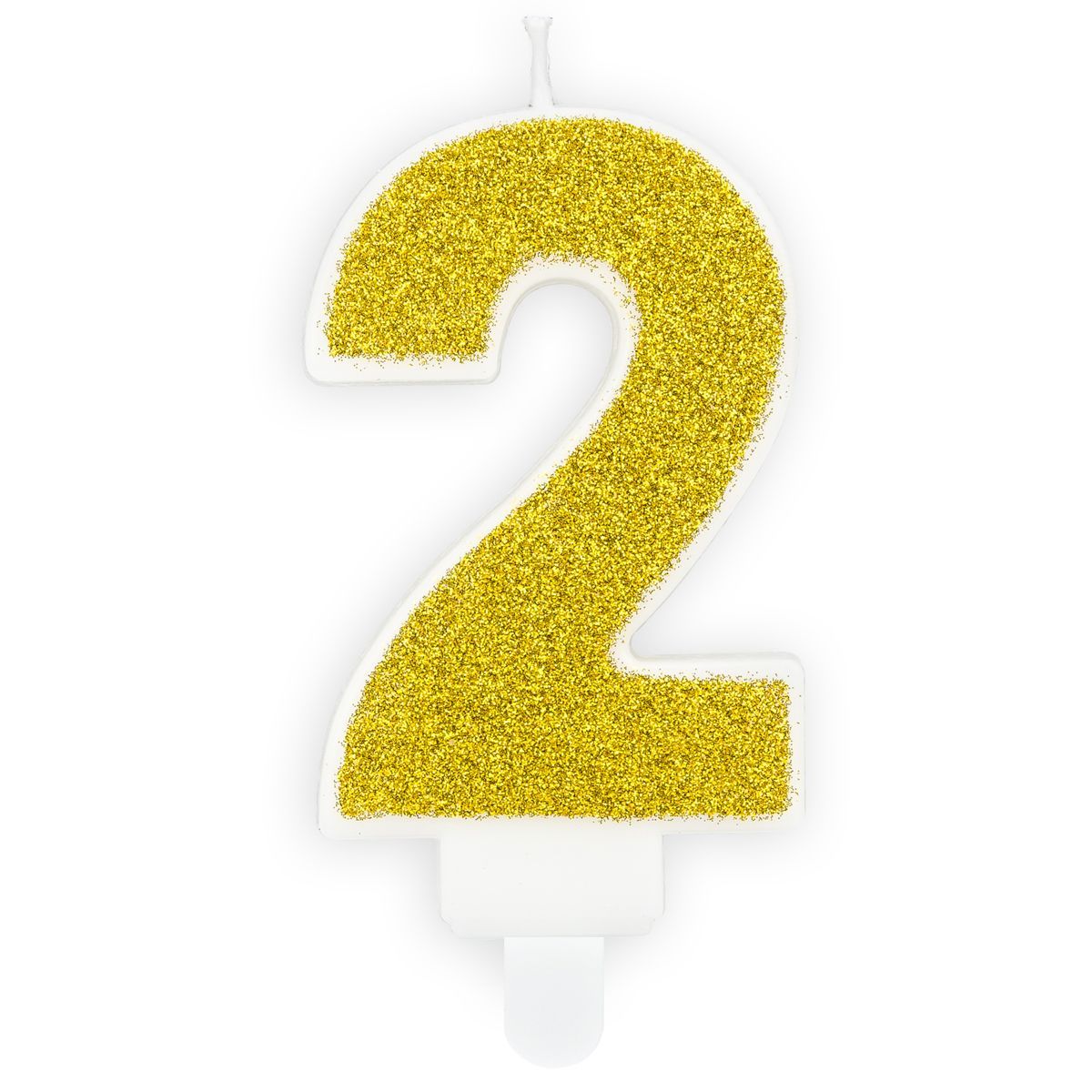 PartyDeco Birthday Candle GOLD Number 2 - Κεράκι χρυσό Γκλίτερ αριθμός &#39;2&#39;