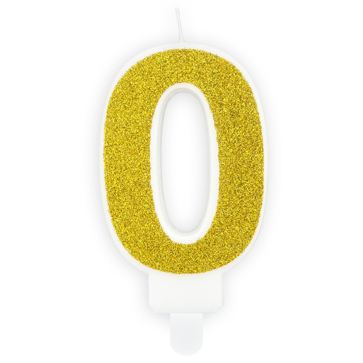 PartyDeco Birthday Candle GOLD Number 0 - Κεράκι Χρυσό Γκλίτερ αριθμός &#39;0&#39;