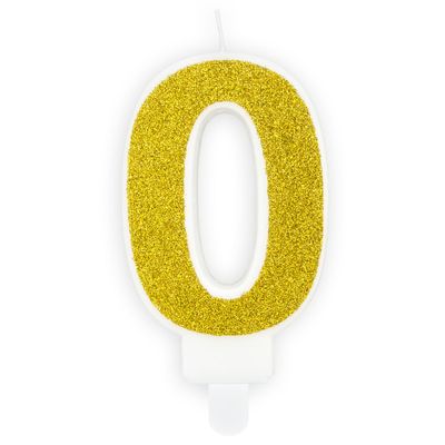 PartyDeco Birthday Candle GOLD Number 0 - Κεράκι Χρυσό Γκλίτερ αριθμός '0' PartyDeco Birthday Candle GOLD Number 0 - Κεράκι Χρυσό Γκλίτερ αριθμός '0'