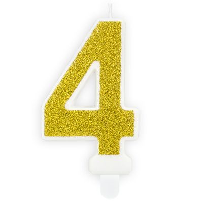 PartyDeco Birthday Candle GOLD Number 4 - Κεράκι χρυσό Γκλίτερ αριθμός '4' PartyDeco Birthday Candle GOLD Number 4 - Κεράκι χρυσό Γκλίτερ αριθμός '4'