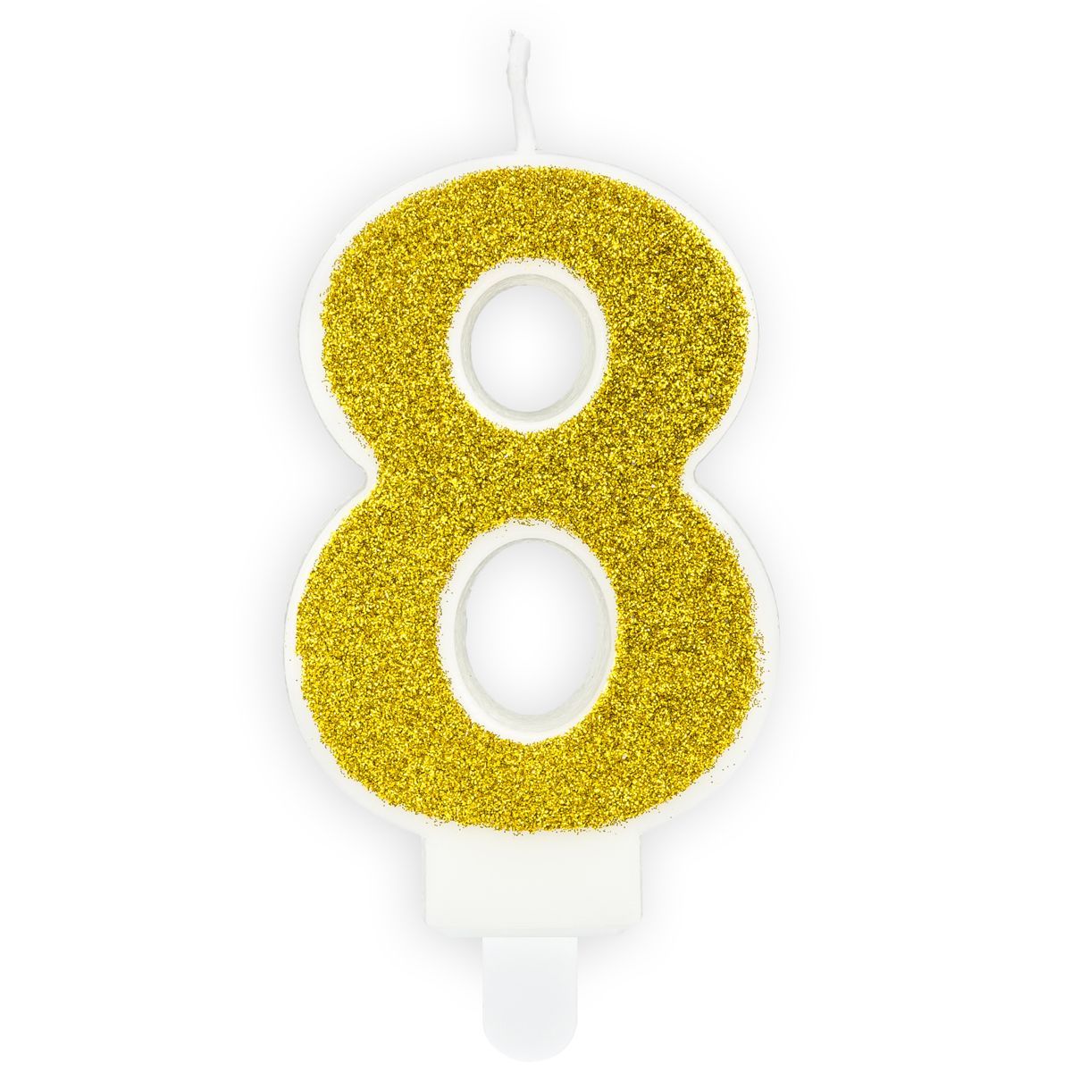 PartyDeco Birthday Candle GOLD Number 8 - Κεράκι χρυσό Γκλίτερ αριθμός &#39;8&#39;