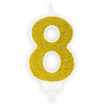 PartyDeco Birthday Candle GOLD Number 8 - Κεράκι χρυσό Γκλίτερ αριθμός '8' PartyDeco Birthday Candle GOLD Number 8 - Κεράκι χρυσό Γκλίτερ αριθμός '8'