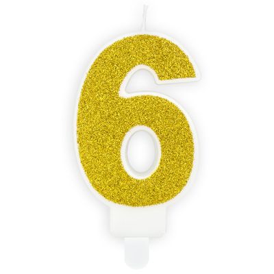 PartyDeco Birthday Candle GOLD Number 6 - Κεράκι χρυσό Γκλίτερ αριθμός '6' PartyDeco Birthday Candle GOLD Number 6 - Κεράκι χρυσό Γκλίτερ αριθμός '6'