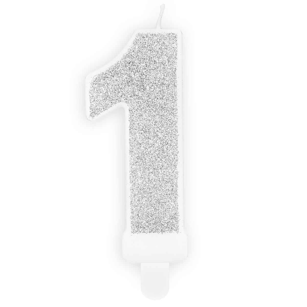 PartyDeco Birthday Candle SILVER Number 1 - Κεράκι ασημί  Γκλίτερ αριθμός &#39;1&#39;