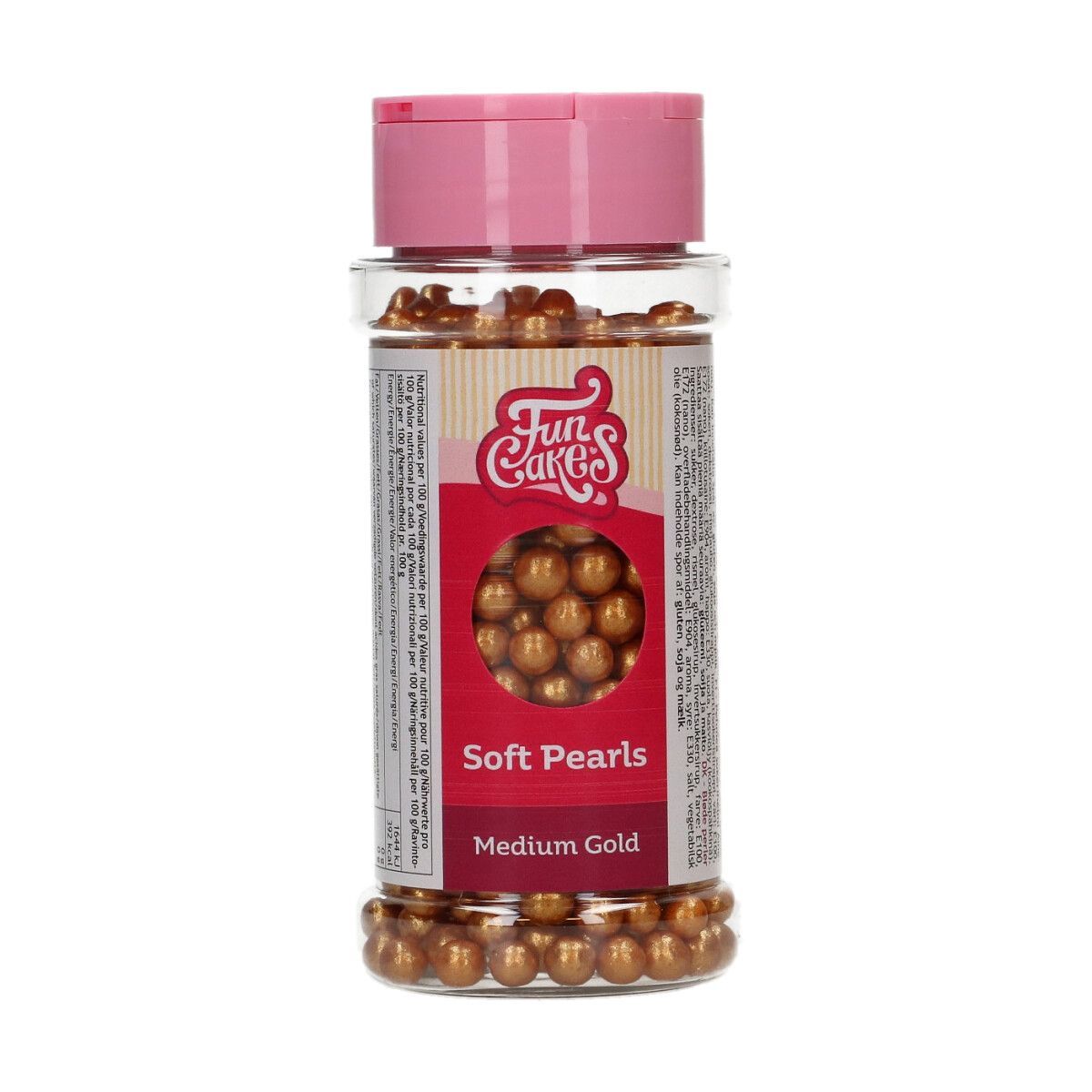 FunCakes Soft Sugar Pearls 6mm -Metallic GOLD-MEDIUM - Μαλακές  Πέρλες Ζάχαρης 60γρ - Μεταλλικό Χρυσό