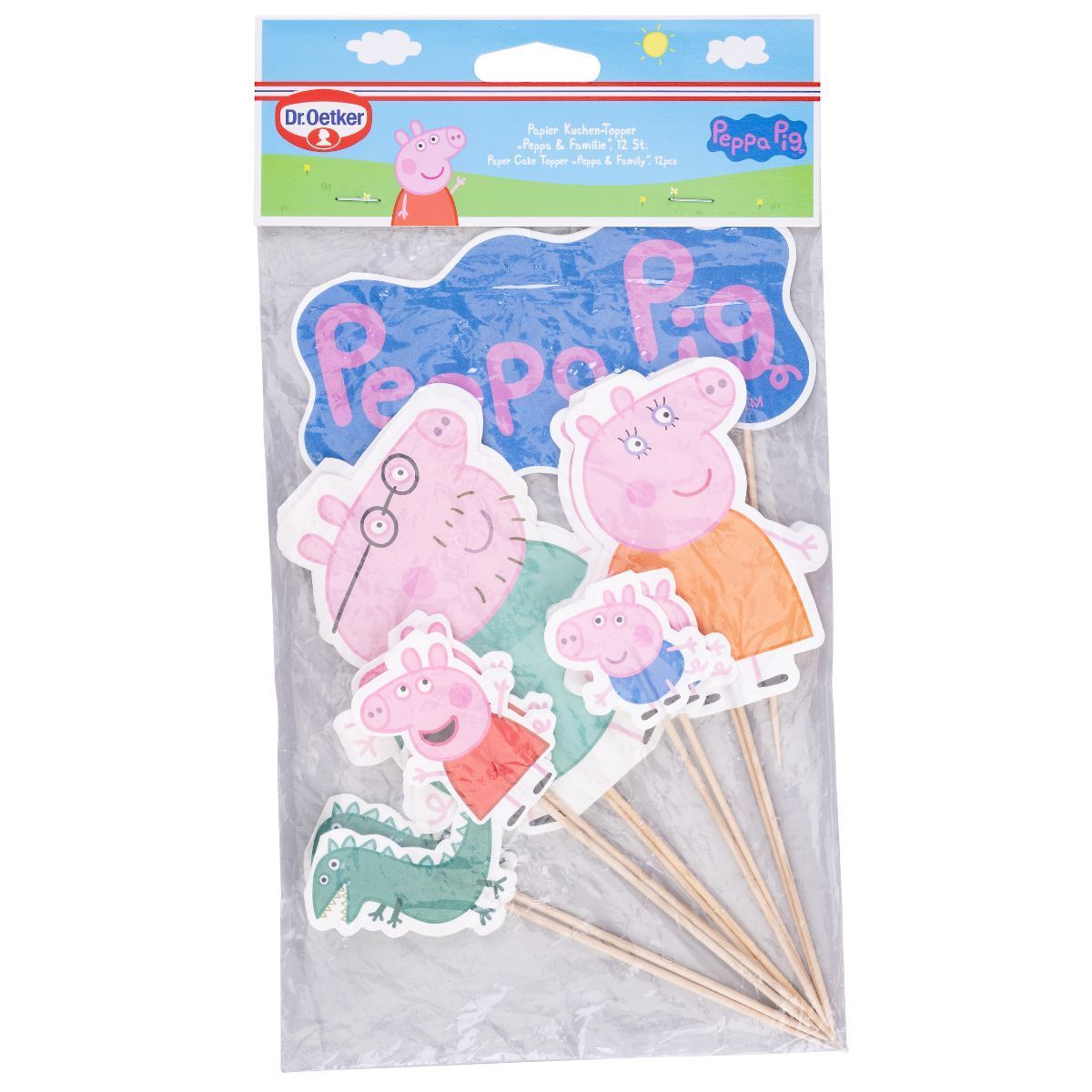 Dr. Oetker Peppa Pig &amp; Family - Cake Toppers 12τμχ - Χάρτινα Τόπερ Πέππα το Γουρουνάκι και Οικογένεια